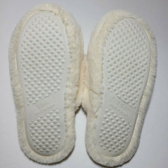 MIXIT Bear Slippers Girls Size 5-6 Ivory Cream Plush Very Soft Slip On GUC - Picture 11 of 13